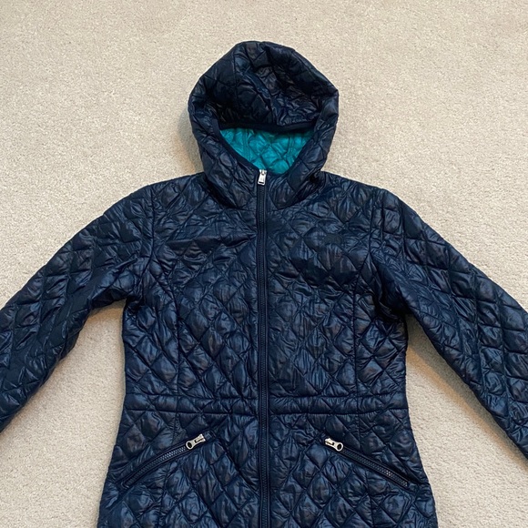 North Face Quilted Hooded Jacket - Navy Blue - Picture 2 of 15